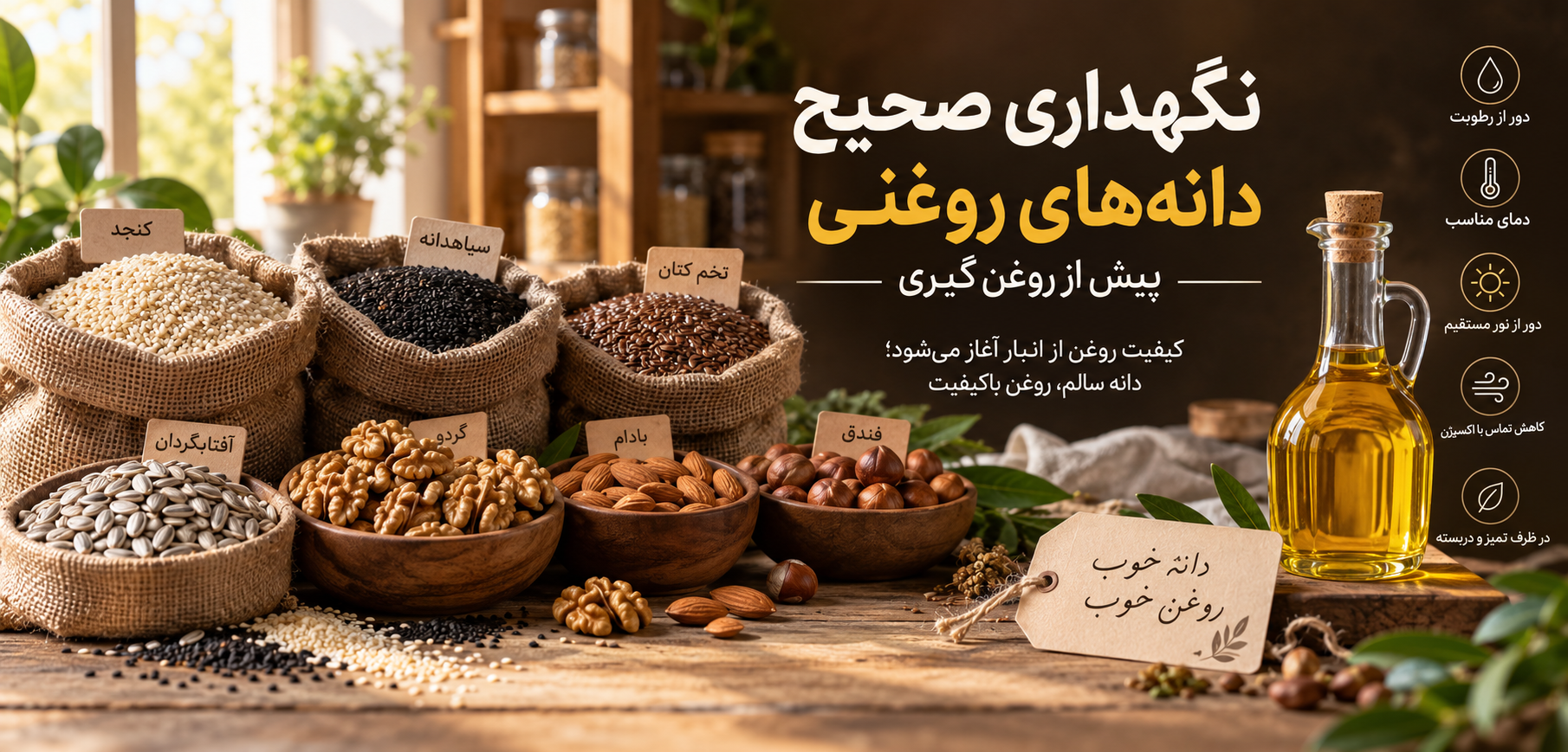 نگهداری دانه‌های روغنی قبل از روغن‌گیری؛ اصول و نکات مهم
